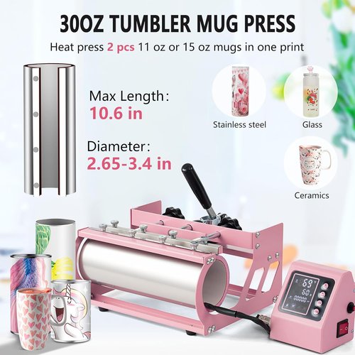 Hitgrand Heat Press Machine - 12x15 Inch T-Shirt Press with 8-in-1 Combo for Tumblers, Hats & Mugs