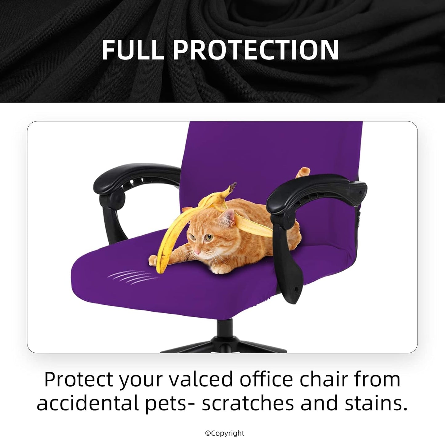 Stretch Chair Cover by Skiennix - Durable Zipper, Washable Spandex Slipcover for Office Chairs - Purple