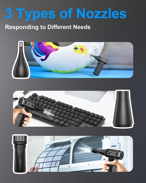 EOUMJE Compressed Air Duster-150,000RPM Electric Cleaner, Rechargeable Cordless Air Blower for Keyboard, PC, Electric Devices Cleaning, Turbo Jet Dry Replace Canned Air Compressed Air Cans (Black)