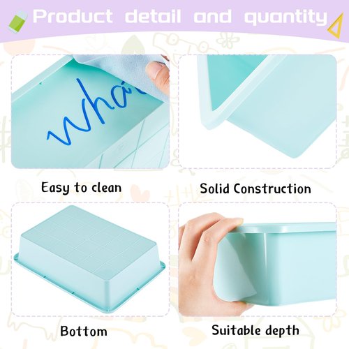 Taiyin 12 Pcs Plastic Flat Storage Tray Classroom Paper Bins Containers School Office Letter Basket Art Book Organization File Holder(Pastel Color)