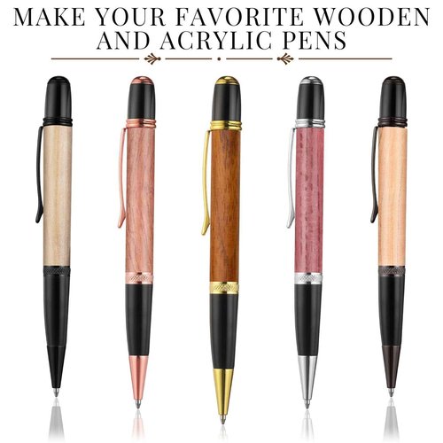 Colarr 30 Pack Woodturning Pen Kit Twist Ballpoint Pen Kit with Refill Copper for DIY Classroom Supplies Teacher Student Friends Gift