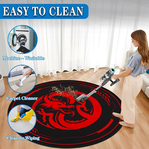 MSKGTML Gaming Chair Mat for Low - Pile Carpets and Hardwood Floors, 47 - inch Round Floor Mat, Suitable for Rolling Chairs in Game Rooms, Bedrooms, Living Rooms and Offices