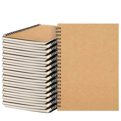 MIVIDE 24 Pack A5 Bulk Spiral Notebooks with Kraft Cover, 8.3 x 5.8 Inch 60 Pages Hardcover Spiral Lined Notebook Journal, Lined Travel Bulk Writing Paper Notebook for School Business Office Supplies