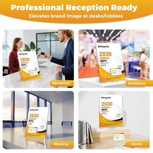 Acrylic Brochure Holder 8.5 x 11 inch 2 Pack Clear Literature Flyer Holders Plastic Rack Card Display Stand Thicker Countertop Organizer for Pamphlets Magazines Booklets Menus, Desk & Wall Mount