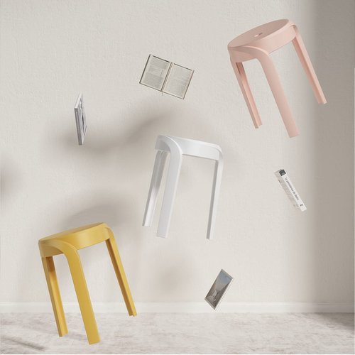 MITLOXX 17.7 inch Height Modern Plastic Stool (Set of 4), Round Stackable Chair, Unique Whirl Design, Flexible Seating for Home, Office, Classroom, Shower etc. Waterproof for Indoor/Outdoor (Black)