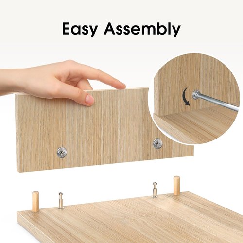 FITUEYES Dual Monitor Stand - Adjustable Wood Desktop Riser with 3 Shelves | Medium Oak Finish