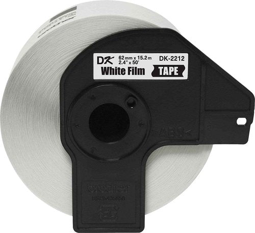 Brother Genuine DK-2212 Continuous Length Black on White Film Tape for Brother QL Label Printers, 2.4" x 50' (62mm x 15.2M), 1 Roll per Box, DK2212,Black/White
