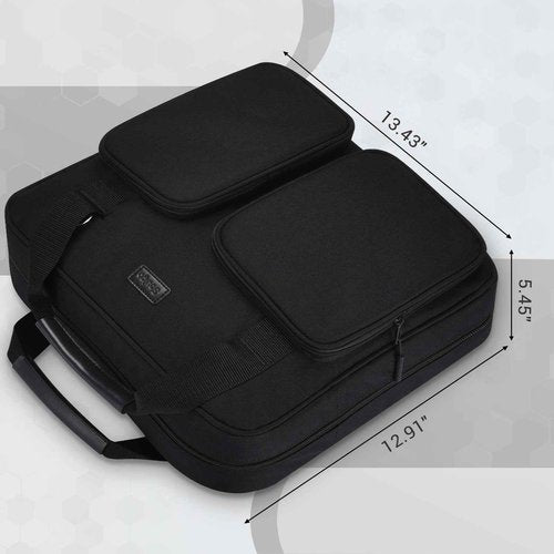 Soulgo 3 Inch Zipper Binder 3 Ring with Sturdy Shoulder Strap & Multi-Pocket, Binder with Zipper Holds Up to 700 Sheets for Office School, Compatible with 13” MacBook Laptop ipad(Black)