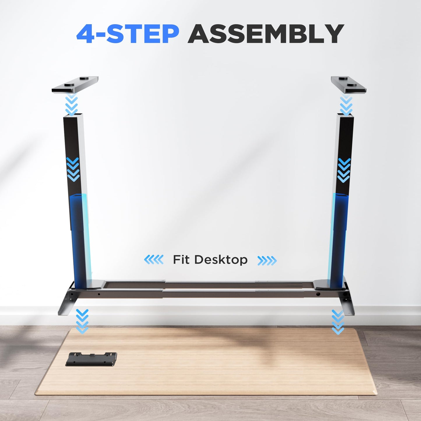 ZTTEN Dual Motor Electric Standing Desk Frame - 300 lbs Heavy Duty, 3 Memory Height Presets - Sit Stand Desk Frame, Computer Height Adjustable Desk Legs & Base for 43.3"-63" Desktop, Black Frame Only