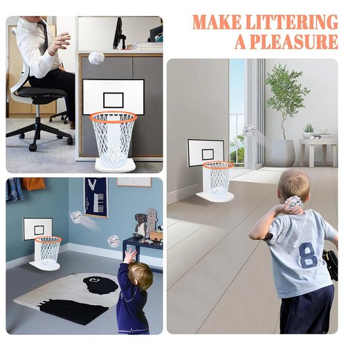 Basketball Trash Can Complete Set(Including 1pc Basketball Garbage Bin)– Fun Indoor Office Basketball Hoop, Perfect Basket ball Mini Hoop Trash Can, Basketball Hoop Trash Can and Unique Birthday Gifts