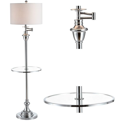 JONATHAN Y JYL3055B Cora 60" Metal/Glass LED Side Table and Floor Lamp Contemporary,Transitional for Bedrooms, Living Room, Office, Reading, Chrome