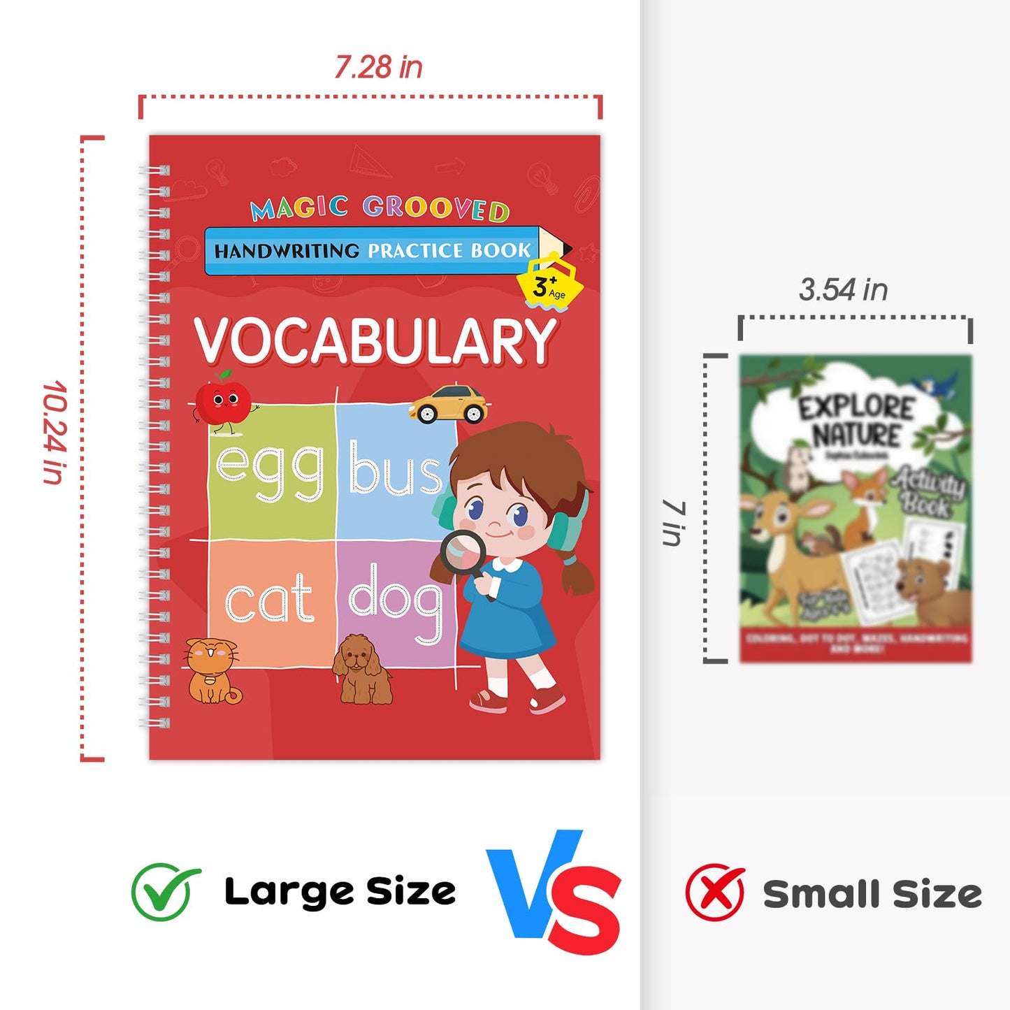 Magic Grooved Handwriting Practice Books for Kids Ages 3-8, Reusable Tracing Book, Preschool Learning Activity, Motor Skills Writing Workbook with Pencil Grips & Magic Ink Pens
