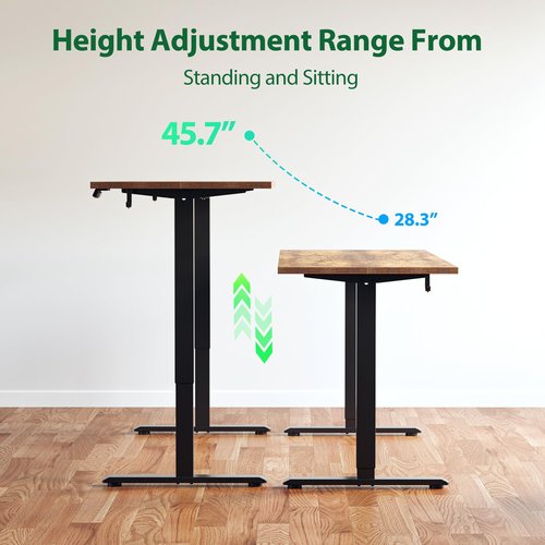Agilestic Electric Standing Desk, Large 63 x 24 Inches Height Adjustable Desk, Sit Stand up Desk for Work Office Home, Splice Board, Rustic Brown