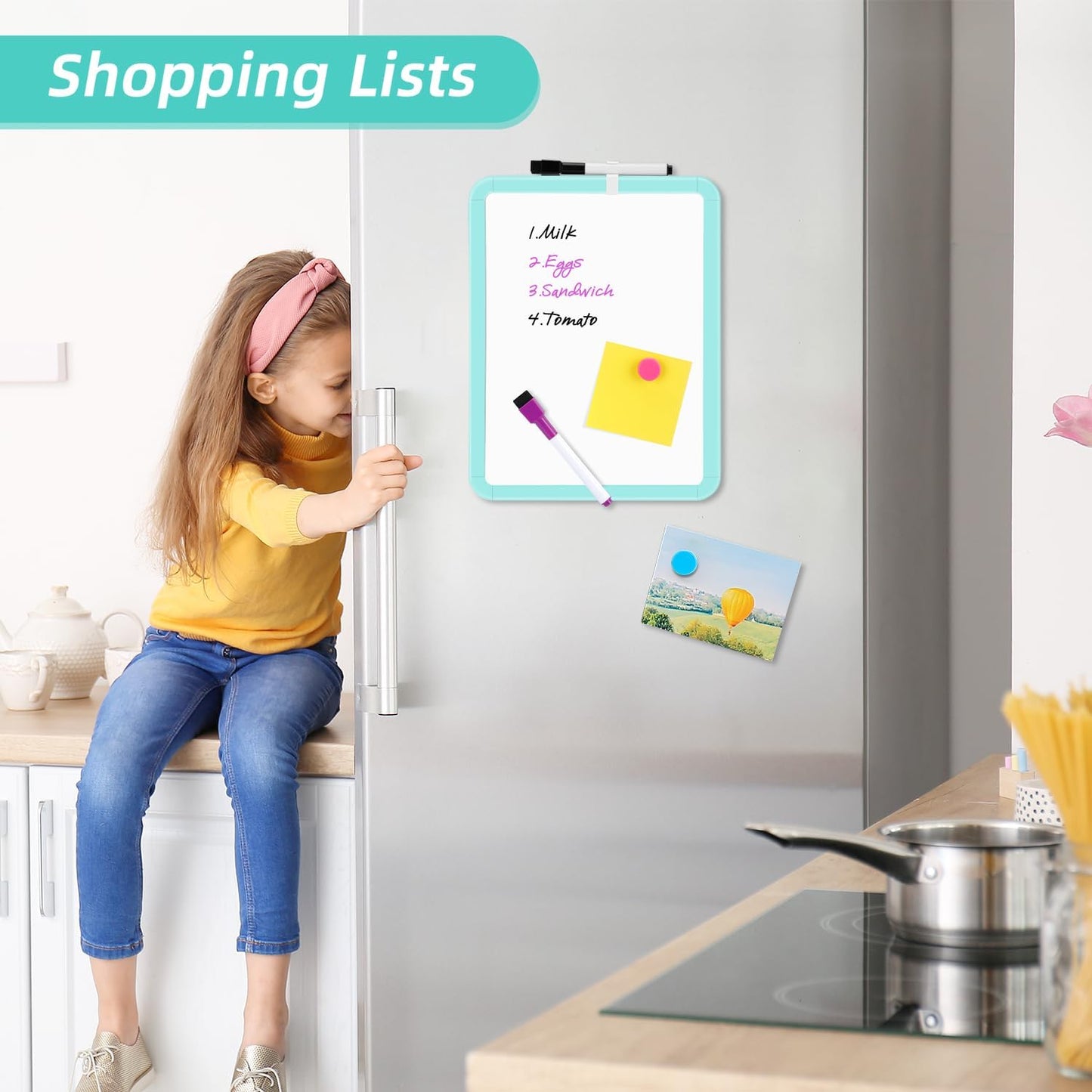 VUSIGN Mini Whiteboard - 8.5'' x 11'' Magnetic Dry Erase Board with Markers | Ideal for Students & Fridge Use