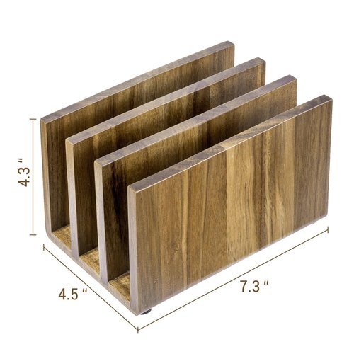 MyGift 3 Slot Premium Acacia Solid Wood Mail Holder, Entryway Countertop Letter Organizer, Office Desktop File Sorter, Bill Divider, Envelope Storage Bin