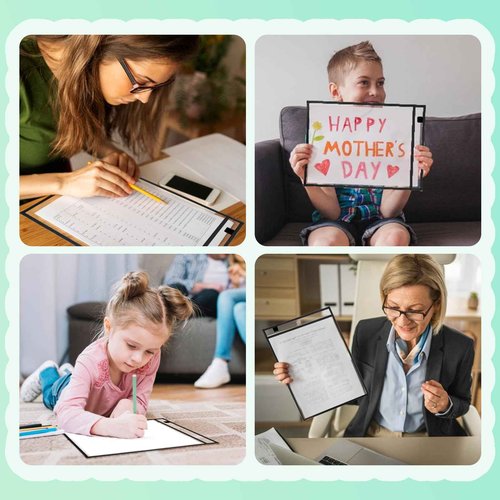 EEHZTSI 50 Packs Dry Erase Pocket Sleeves with 2-Ring, Reusable Clear Plastic Classroom Sleeves, 10x14 Inch Ticket Holders, Plastic Sleeves for School/Office Organization
