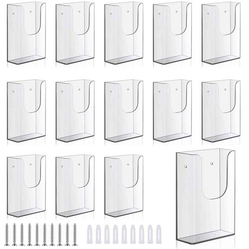 Blulu 20 Pcs Acrylic Brochure Holder Wall Mount, 4 x 6 Inches Clear Flyer Holder Rack, Plastic Pamphlet Stand with Nails for Magazine, Booklet, Card, Bookmark Display, Home Office and Church Supplies