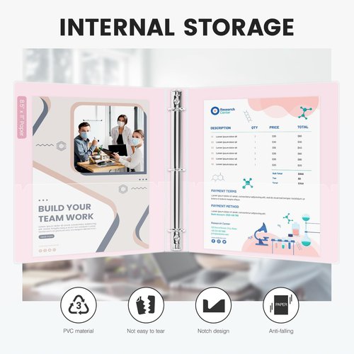EYROZILL 3 Ring Binder 1 Inch 4 Pack, Fashion Binder with 2 Pockets (Fit 8.5x11 Inches Letter Size Paper) for School Office and Home, Colour Mixture