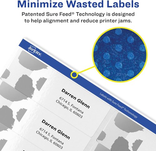 Avery Easy Peel Address Labels - Printable with Sure Feed Technology | 1-1/3" x 4", White, 350 Count