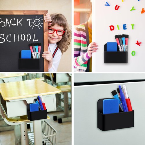 20 Pack Magnetic Dry Erase Marker Holder Bulk Whiteboard Magnetic Marker Holder Pen Pencil Organizer for Classroom Whiteboard Refrigerator Locker Storage (Black)