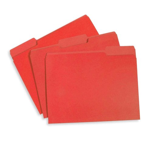 Blue Summit Supplies Red File Folders - Letter Size, 1/3 Cut Tabs, Durable 11pt Paper, Uncoated Red, Office & Home Organization