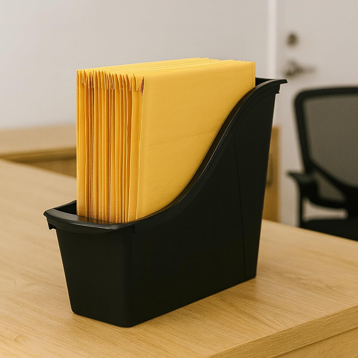 Storex Small Book Bin - Interlocking Plastic Organizer for Home & Office - Black, 6-Pack