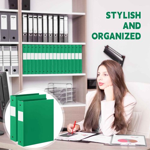 Henoyso 36 Pcs 3 Ring Binder 1.5 Inch Plastic Flexible Round Binder Fits Letter Size 8.5 x 11 Inch Paper Holds 300 Sheets with 1 Pockets for Office School (Green)