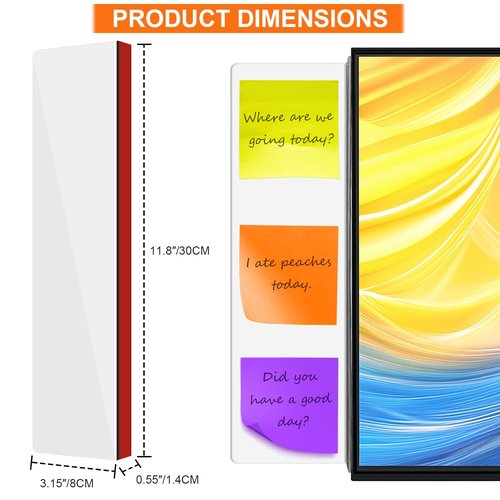 FaitAtten 2-Pack Frameless Monitor Sticky Note Boards - Screen Memo Board for Edgeless Monitors, Decorative Computer Transparent Side Panels, Home Office Computer Memo Holder