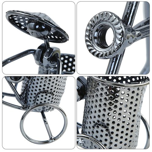 Winterworm Creative Tricycle Iron Statue Pencil Holder,Metal Bicycle Sculpture Figure Pen Container Holder Pencil Cup for Home Office Library Desk Decoration Birthday Christmas Ideal Gift(A050C)