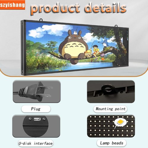 P5 Programmable LED Sign (39 "× 14"), Upgraded Outdoor RGB Full-Color Scrolling Digital Message Board, Supports Video & Image Playback, WiFi & USB Control, LED Advertising Display for Business