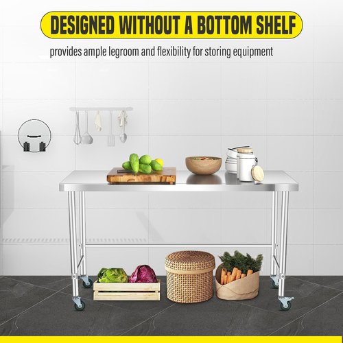 COZONY Stainless Steel Table 36x24 Inch, Kitchen Restaurant Stainless Steel Prep Work Metal Table Countertop with Open Base