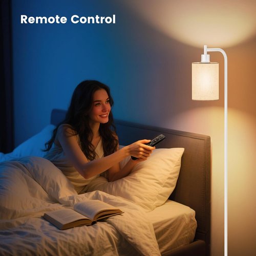 SIBRILLE Dimmable Floor Lamp - Modern Tall Standing Lamp with Remote Control & 3 Color Temperatures | Linen Shade