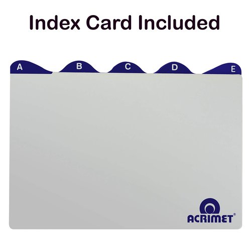 Acrimet 6 x 9 Card File Holder Organizer Box Metal Base Heavy Duty (AZ Index Cards and Divider Included) (White Color with Crystal Plastic Lid Cover)