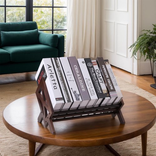 ZBBCTUS Desktop Bookshelf Organizer,Wood Tilting Bookcase,Tabletop Book Storage Rack,Book Rack Shelf Organizer for Book,CD,Magazine,Albums
