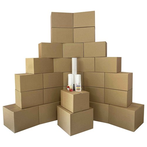 UBOXES Moving Boxes - 2 Room Bigger Smart Moving Kit - 28 Boxes,Tape, More