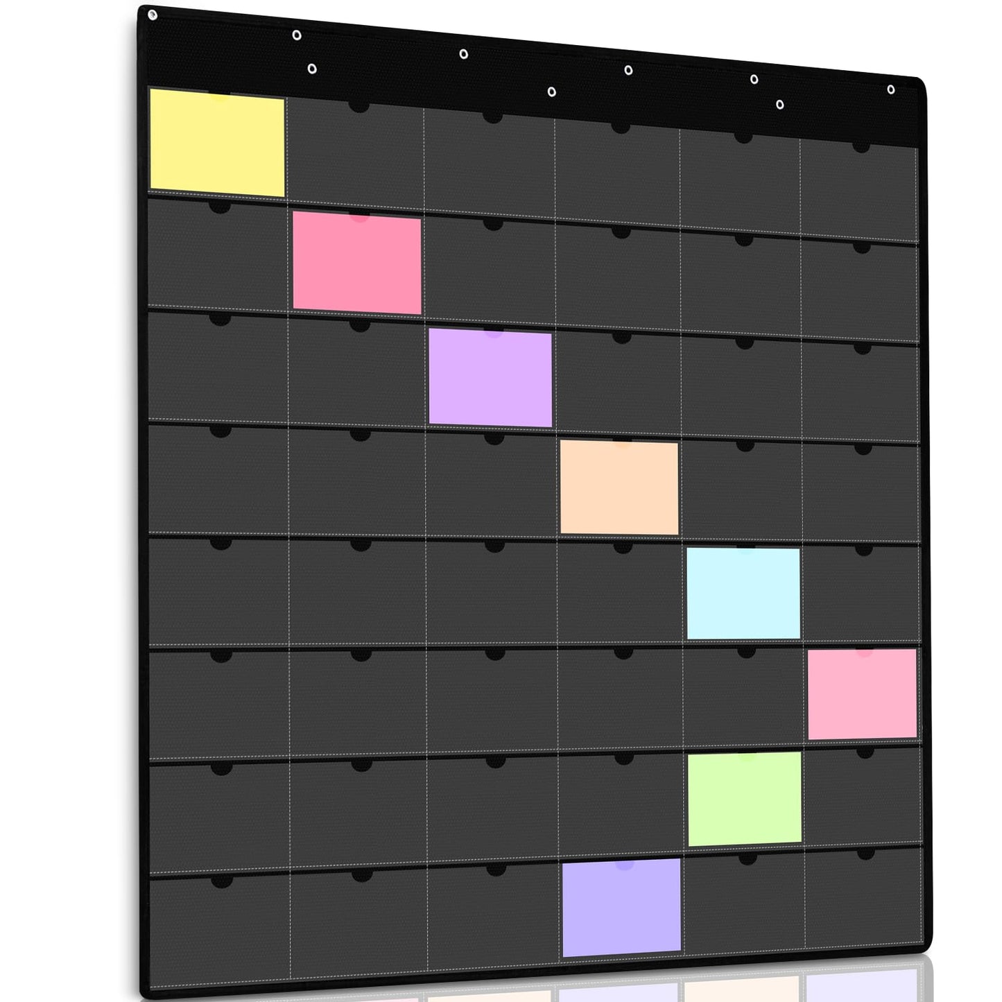 Humyoun 4" x 6" Index Card Holder Sleeve Hanging Wall Mount 48 Pocket Chart Organizer 48 Slot Plastic Index Chart for Display Business Office Classroom School Library Homework Profile