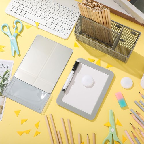 Fuyoooo Magnetic Locker Accessories, Back to School Essentials, Include Magnetic Mirror with Holder, Magnetic Mesh Pen Holder, Small Whiteboard and Magnets for Office School Locker Organizer (White)