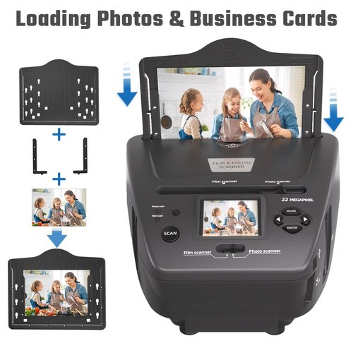 Photo Slide Scanner Convert Negatives & Slides 35mm/135 Film, Photo(3R,4R,5R), Business Card to Digital Photos, 4GB SD Card Included