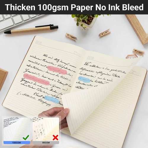 EUSOAR Journal Notebook, 12 Pack A4 11" x 8-1/2", 40 Sheets/ 80 Pages, 100gsm Thick Paper, Kraft Notebooks College Ruled, Line Travelers Journals Bulk Softcover, for Diary Writing Work Office