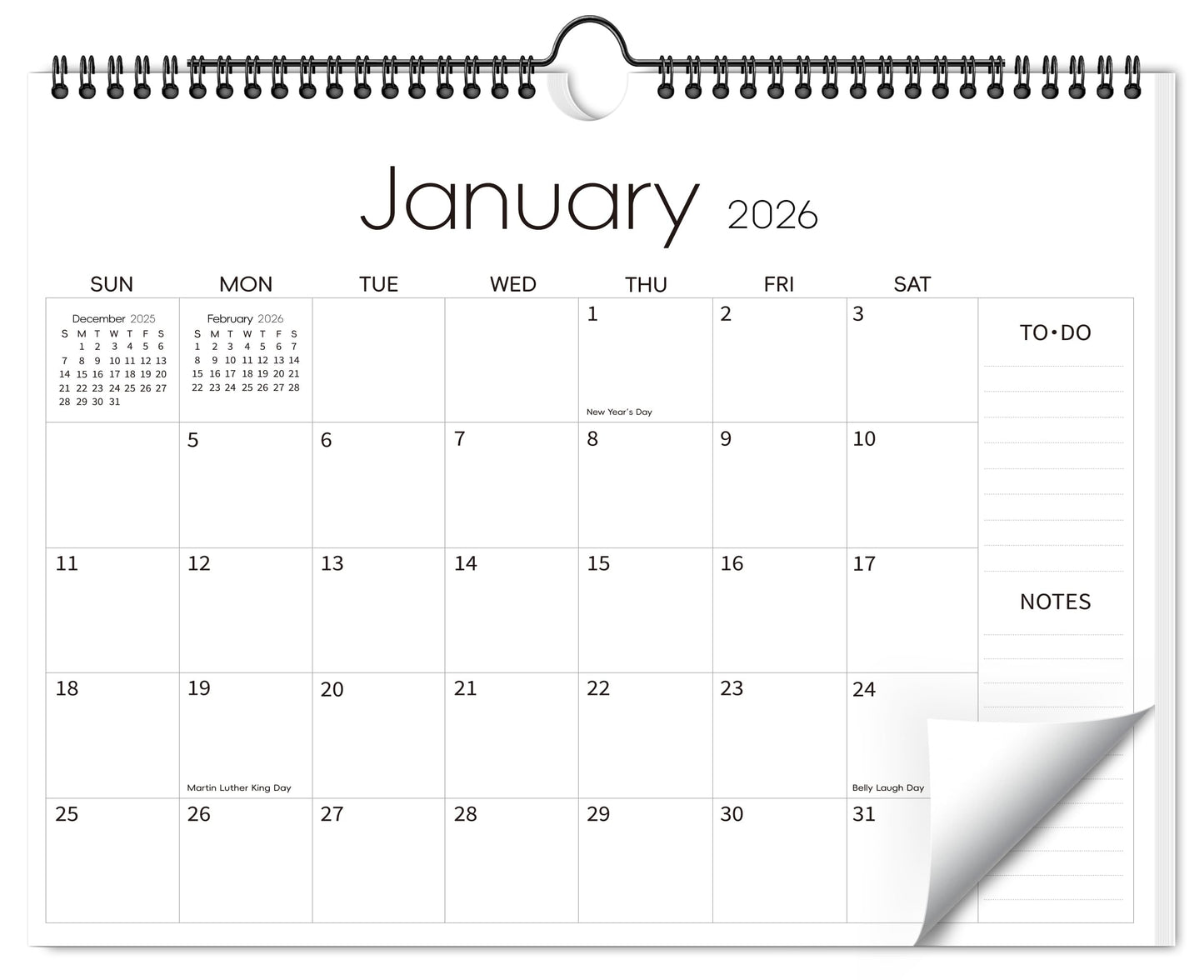 Aesthetic Wall Calendar 2026-2027, 18 Monthly Horizontal Hanging Calendar from January 2026 to June 2027, 14.5" x 11.5" Minimalist Modern & Simple Paper Wall Calendar for School, Home, Office