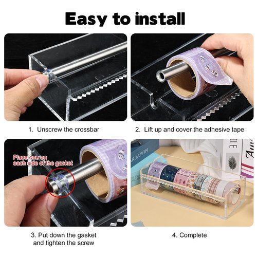 Rainmae Acrylic Washi Tape Dispenser Washi Tape Organizer Sticker Roll Cutter Masking Tape Storage Dispenser,Tape Cutter,Tape Roll Holder for Office Home School (Not Include Tape)