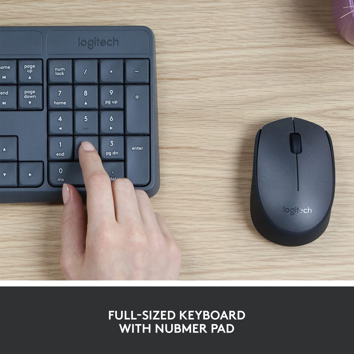 Logitech MK235 Wireless Keyboard and Mouse Combo for Windows, 2.4 GHz Wireless USB Receiver, 15 FN Keys, Long Battery Life, Compatible with PC, Laptop