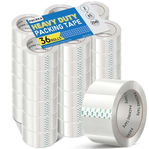 Clear Packing Tape | Heavy Duty 2 Inch x 65 Yards - 36 Rolls for Shipping, Moving & Storage