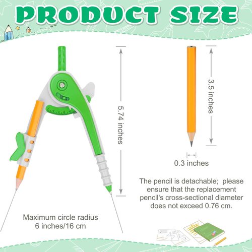 ZEALOR 64 PCS Math Compass Geometry Math Set 6 Inch Plastic Drawing Compass with Pencils for Math Student Classroom School Office Woodworking Art Drawing