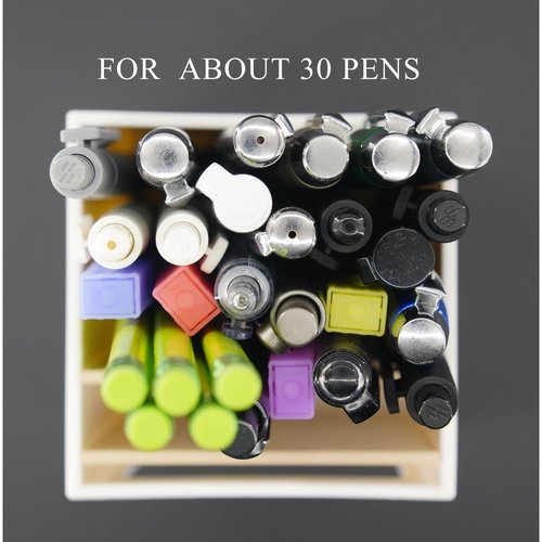 SLFreMint Desktop Pen Holder with Photo Frame, Storage Drawer, 200 Paper Clips, 100 Binder Clips (white)
