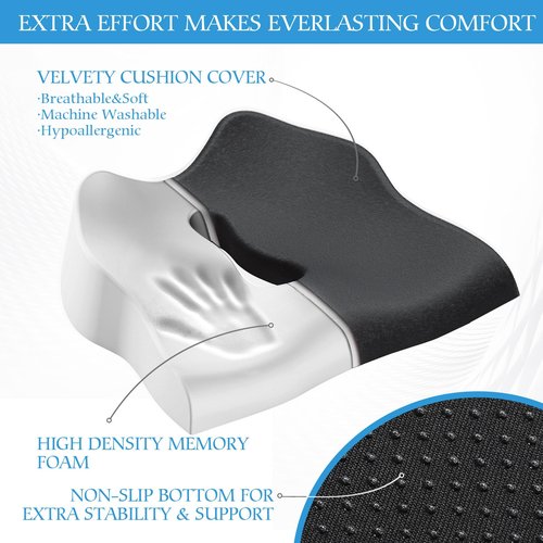 brsksosu Seat Cushion for Office Chair Cushion，Wheelchair&Car&Airplane Seat Cushion，Memory Foam Cushion for Pressure Relief Sciatica & Pain Relief for Long Sitting (Black)