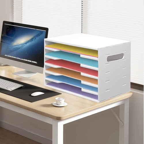 12x18 Construction Paper Organizer,6 Tier Construction Paper Organizer,File Sorter Storage,Large File Suitable for Home,School and Offices,White