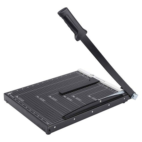 ISDIR Guillotine Paper Cutter 15" with Integrated Pressure Bar – Heavy Duty Metal Base, 12-Sheet Capacity, Magnetic Guide & Safety Guard – Precision Trimmer for Cardstock, Crafts, DIY, Photos & Office