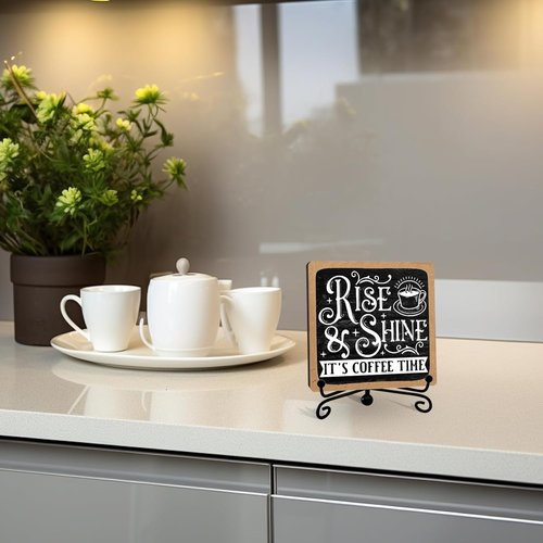 Coffee Time Sign by Rustic Charm | 5-Inch Wooden Coffee Bar Decor for Kitchen & Farmhouse Gift