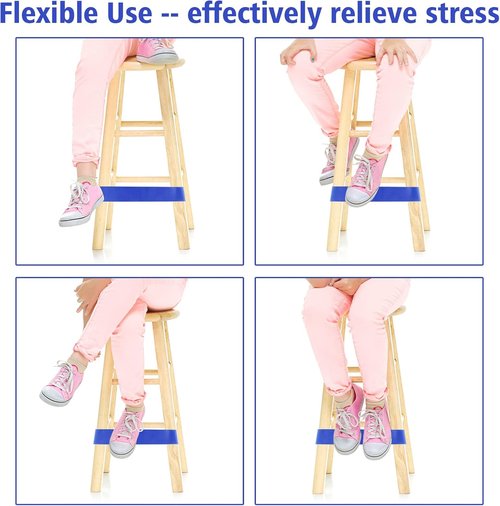 PLULON Chair Bands for Kids - 15 Pack Fidget Foot Bands for Flexible Classroom Seating | Blue